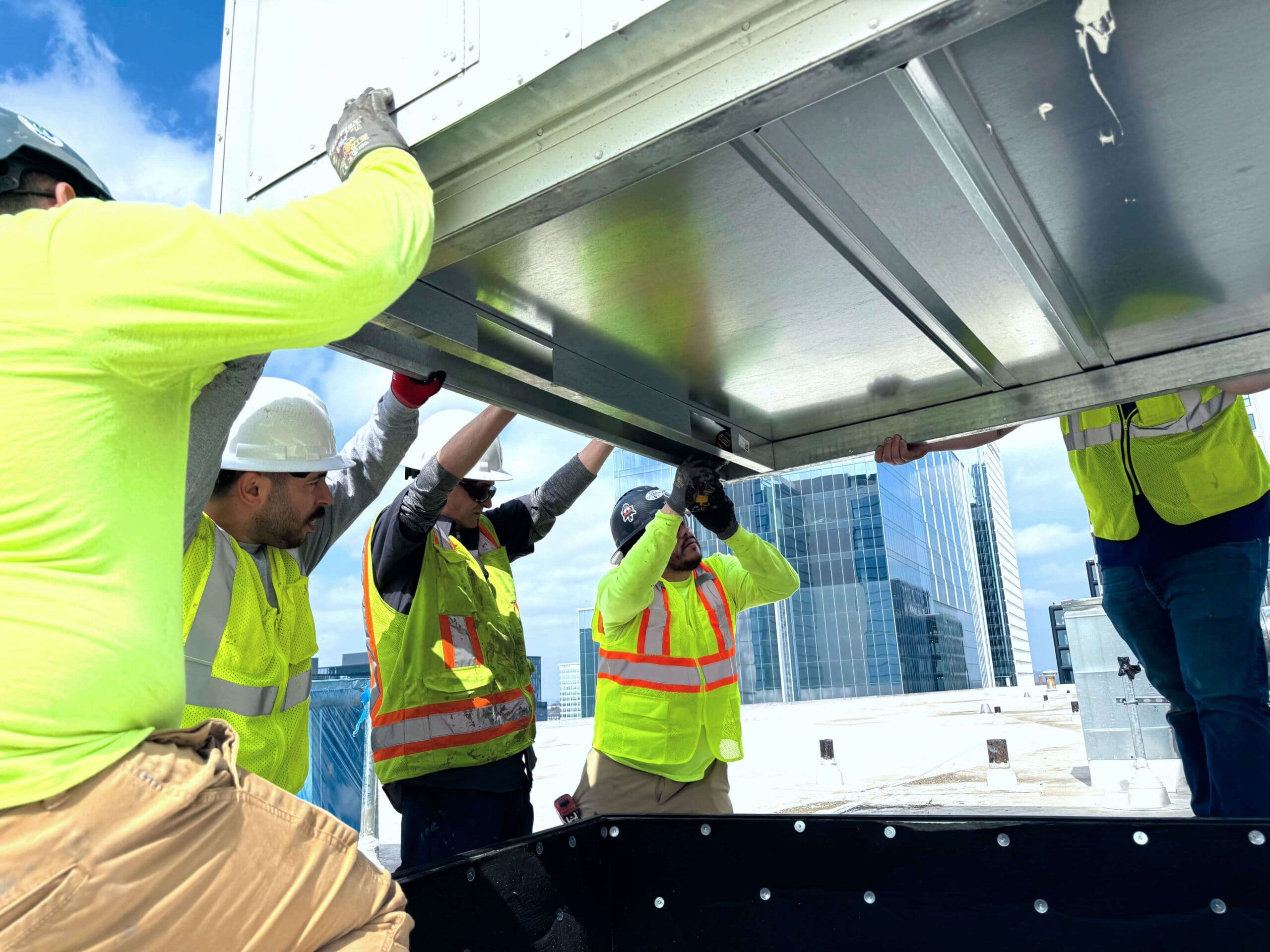 Construction team coordination on site